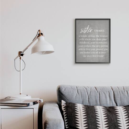 Stupell Industries Sister Definition Family Inspired Phrases Grey Pattern in Frame Wall Art